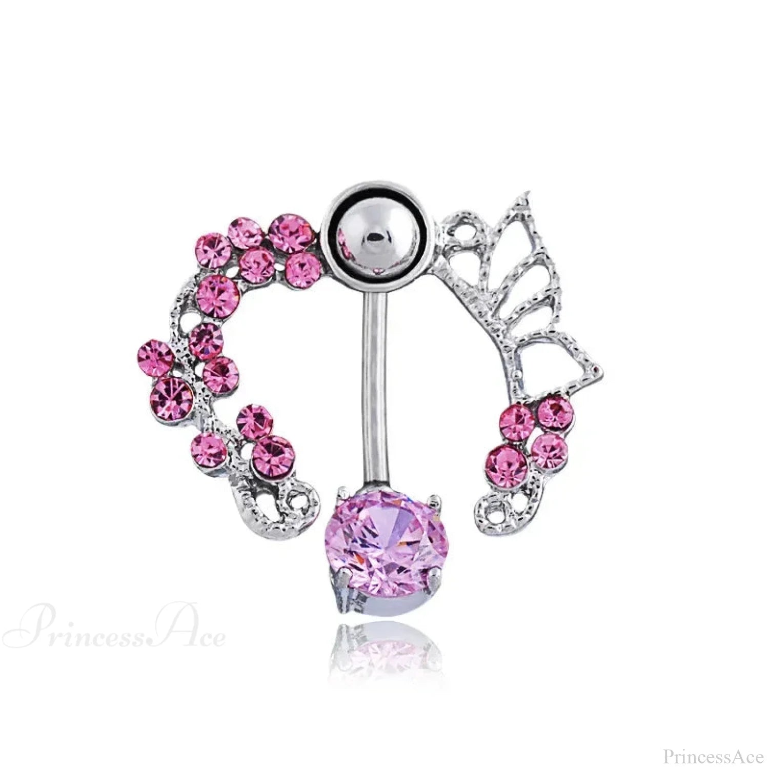 Heavenly Feathers Rose Dark Belly Ring pink15