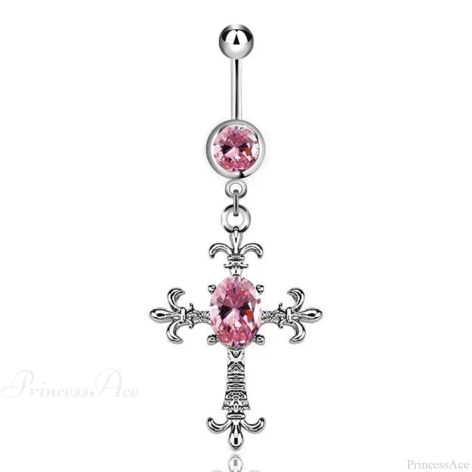Heavenly Feathers Rose Dark Belly Ring pink22