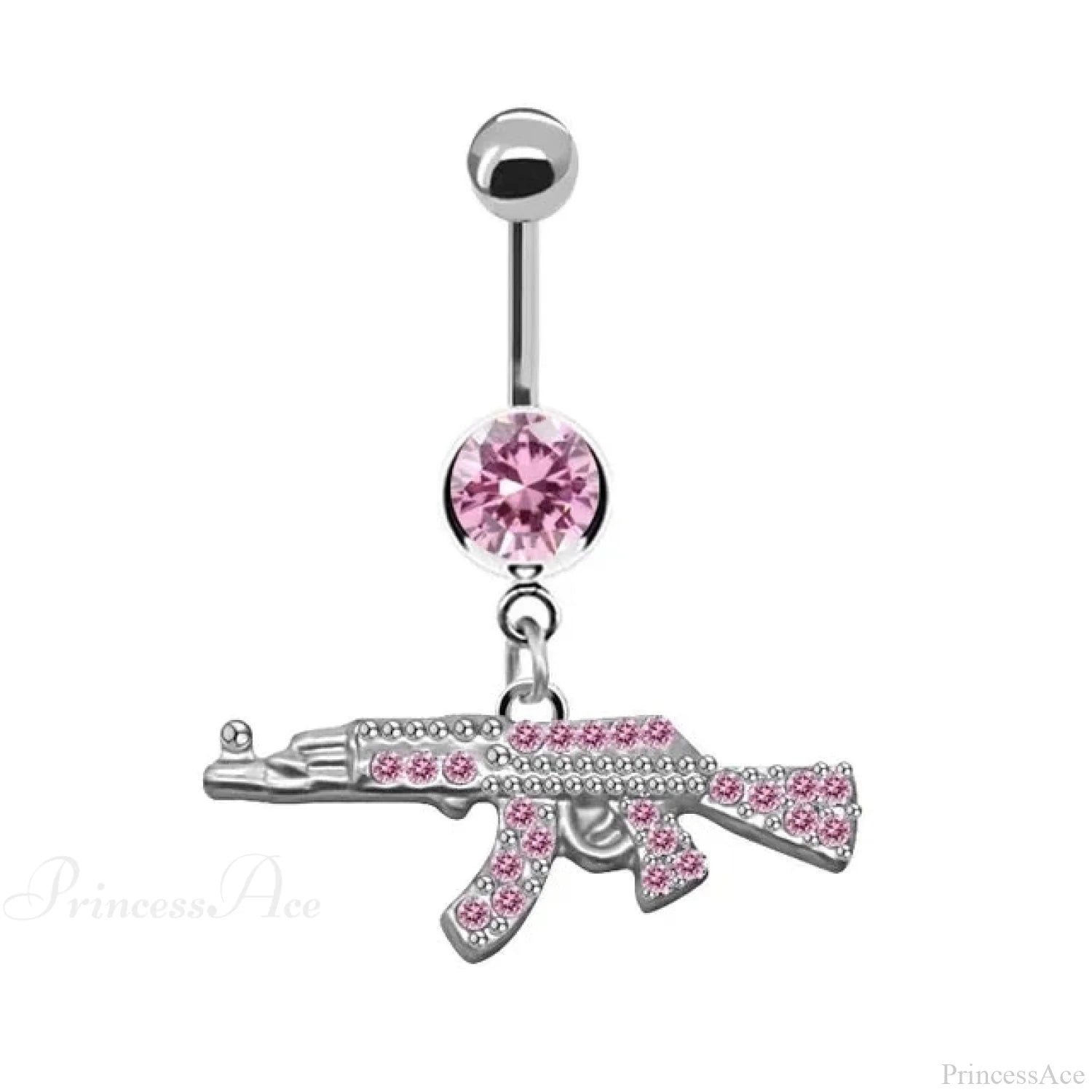 Heavenly Feathers Rose Dark Belly Ring pink27