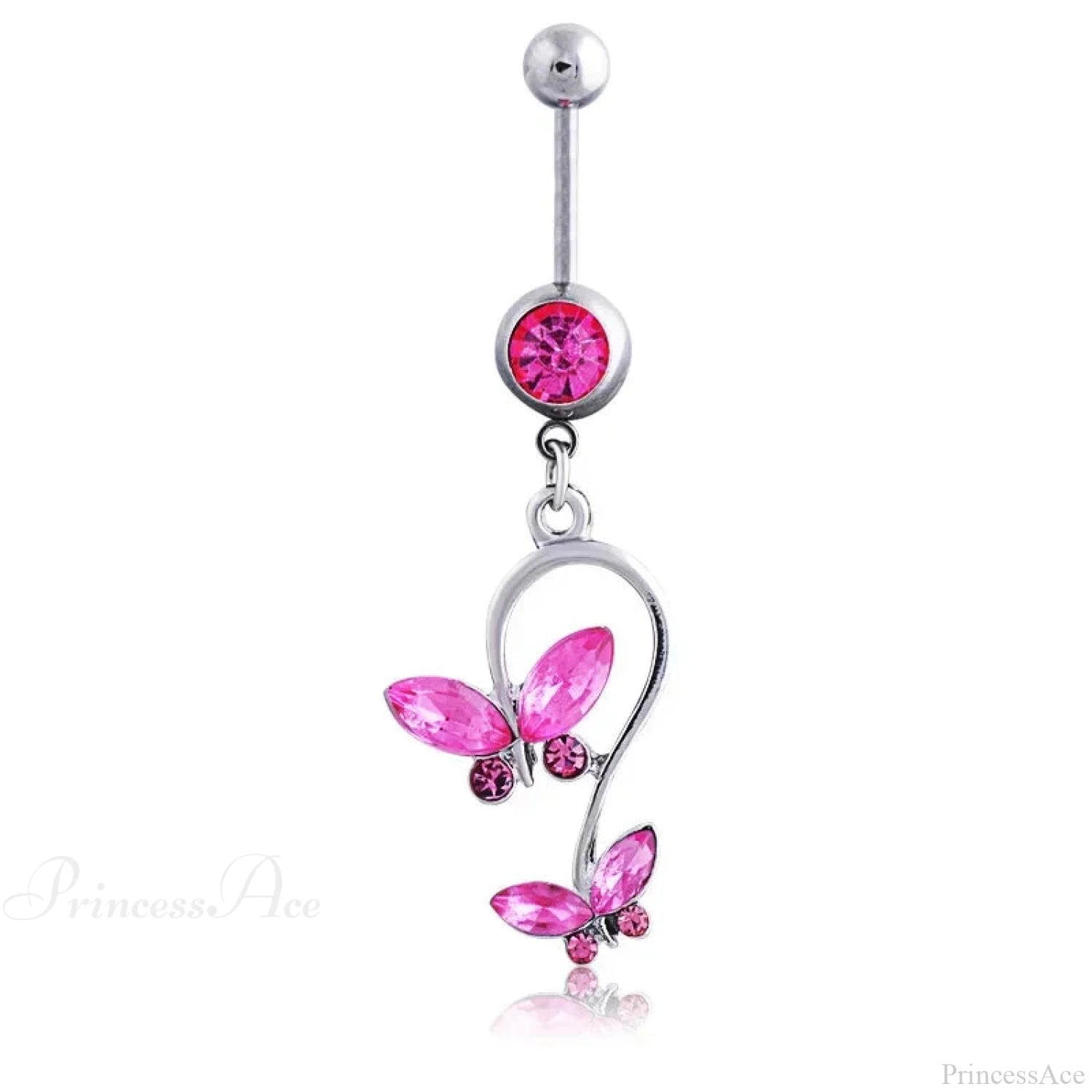 Heavenly Feathers Rose Dark Belly Ring pink8