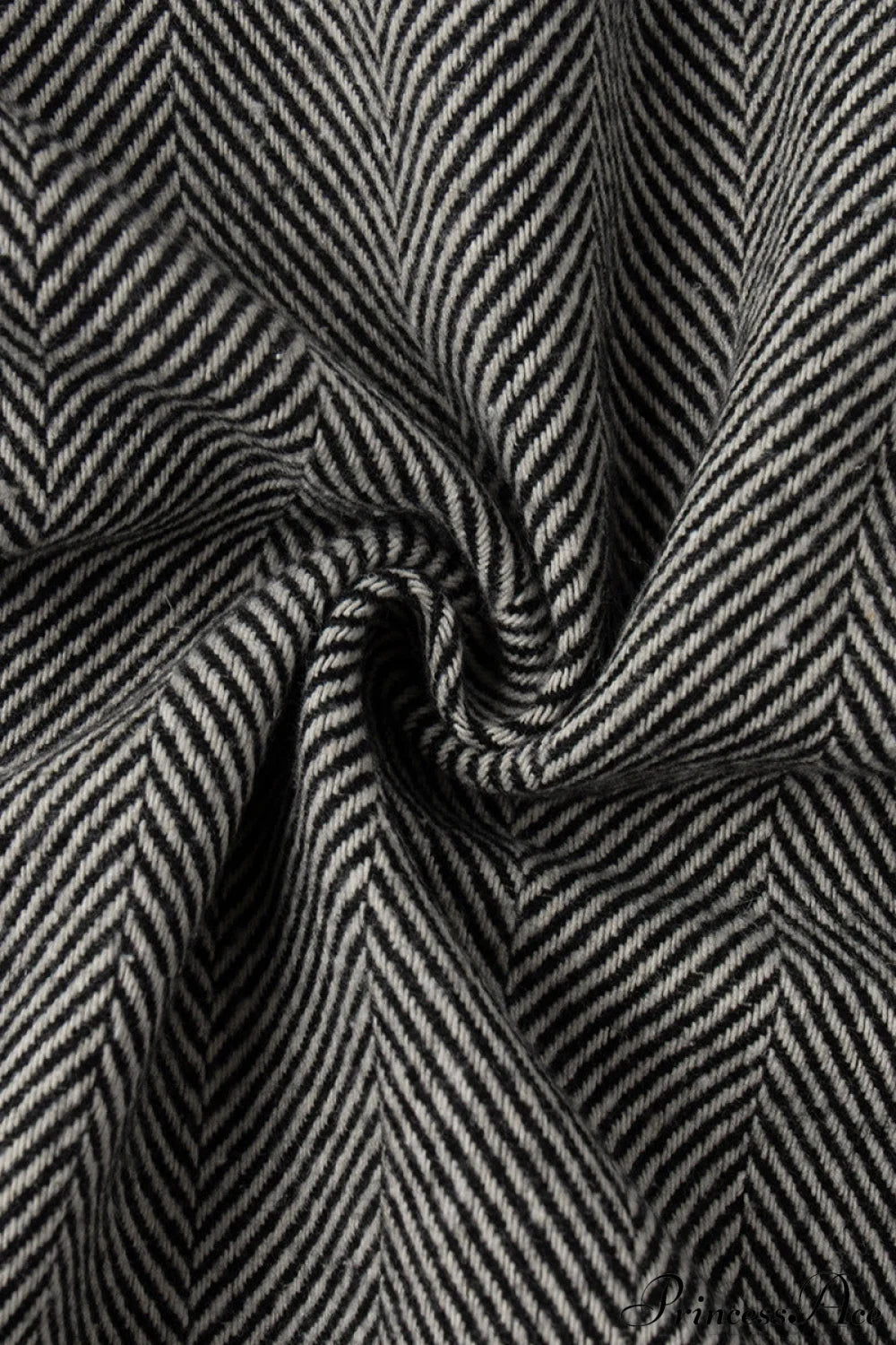 Herringbone Stand Collar Zip Pocket Coat