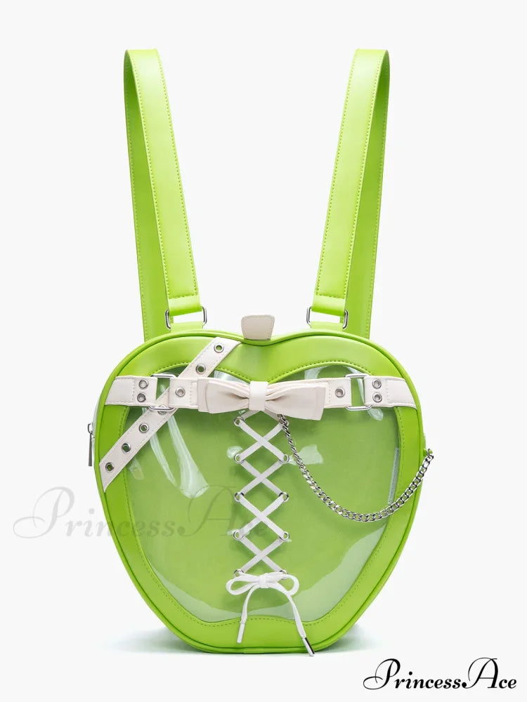 Hiatus Dark Belt Chain Apple Shoulder Gothic Strap Bow Backpack Bag Light Green Halloween