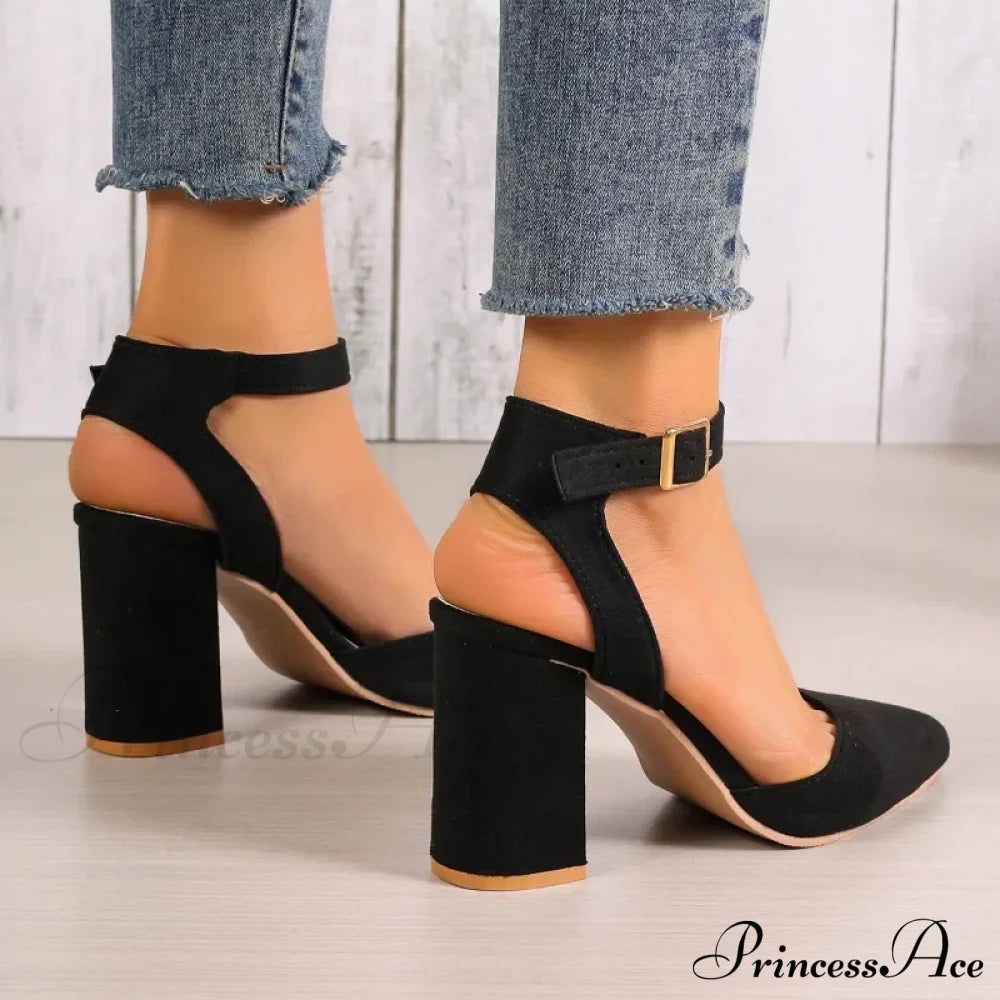 High Heel Pointed Summer Trend Fashion Suede Chunky Shallow Sexy Low Pump