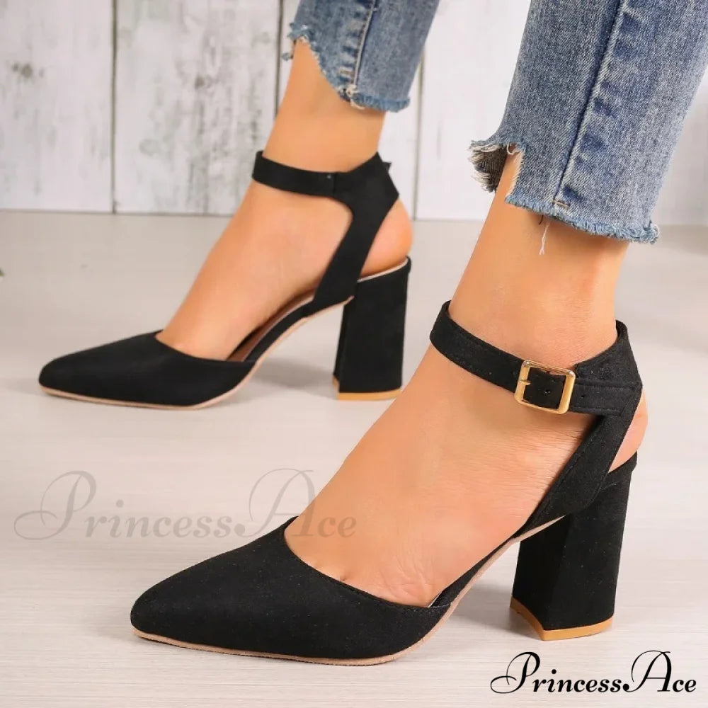 High Heel Pointed Summer Trend Fashion Suede Chunky Shallow Sexy Low Pump