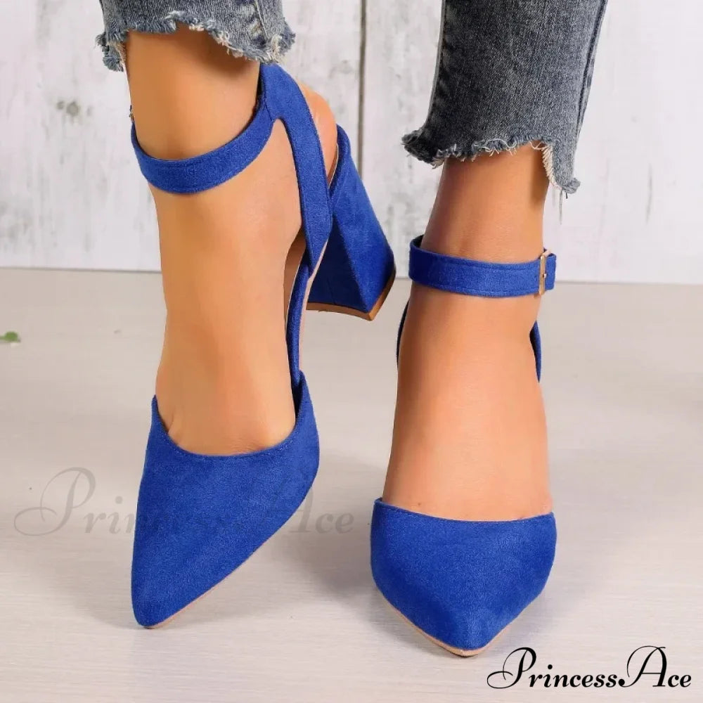 High Heel Pointed Summer Trend Fashion Suede Chunky Shallow Sexy Low Pump