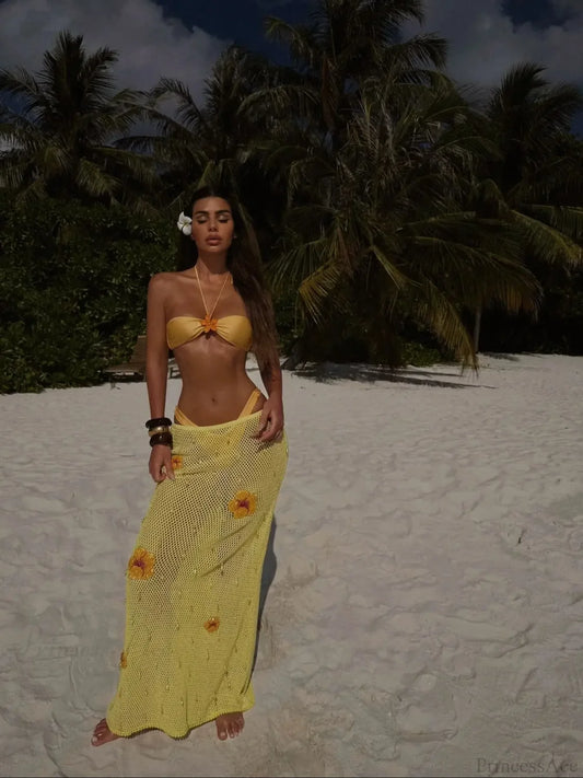 High Leg Bikini with Skirt Three Piece Swimsuit