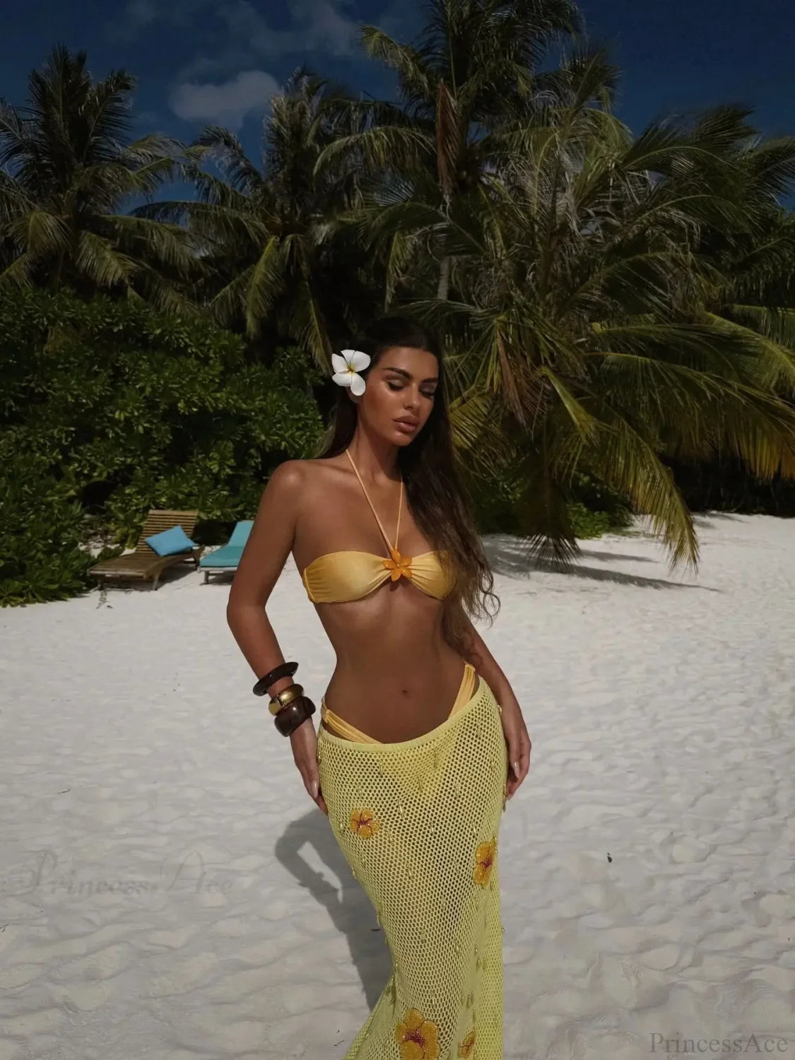 High Leg Bikini with Skirt Three Piece Swimsuit