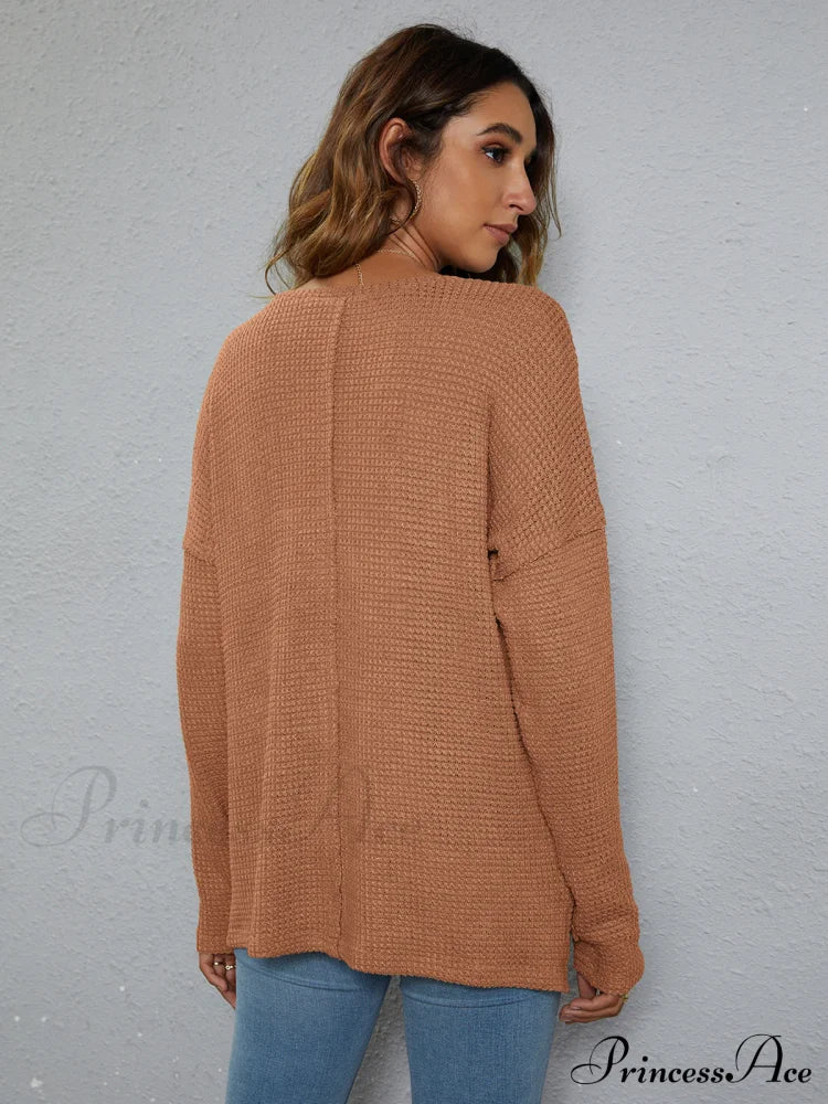 High-Low With Top Dropped Waffle-Knit Shoulder
