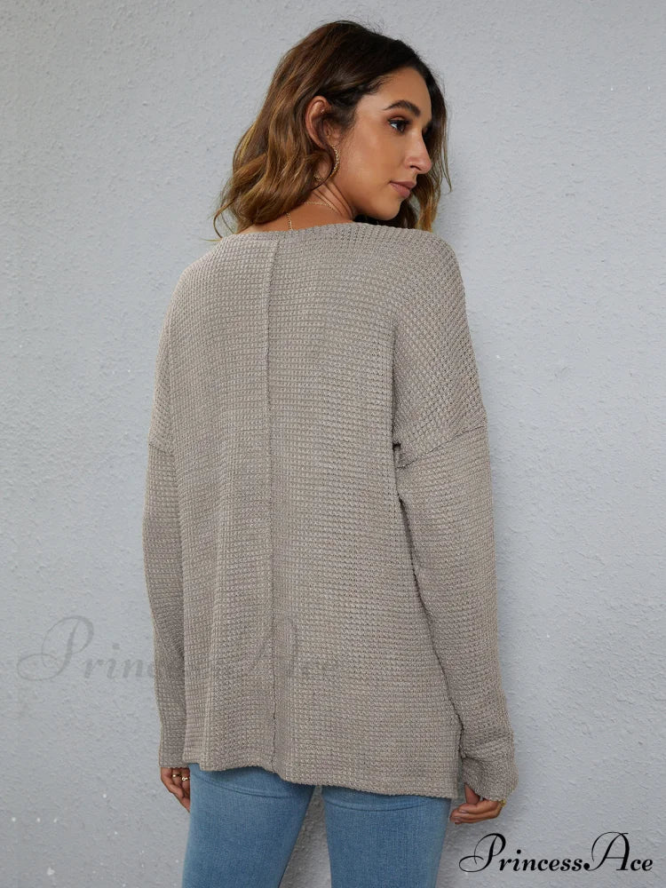 High-Low With Top Dropped Waffle-Knit Shoulder