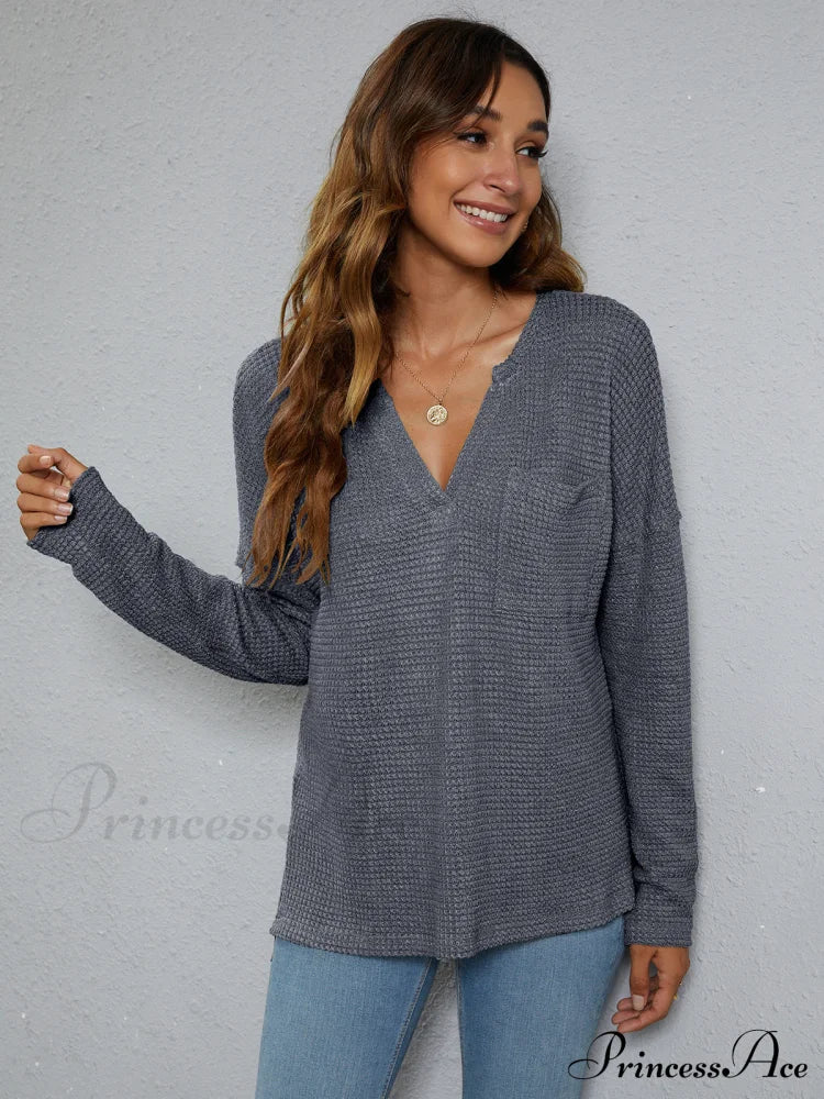 High-Low With Top Dropped Waffle-Knit Shoulder