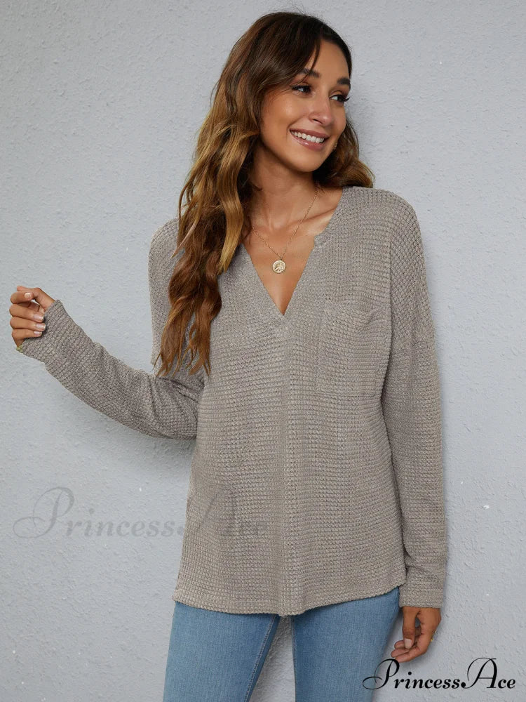 High-Low With Top Dropped Waffle-Knit Shoulder
