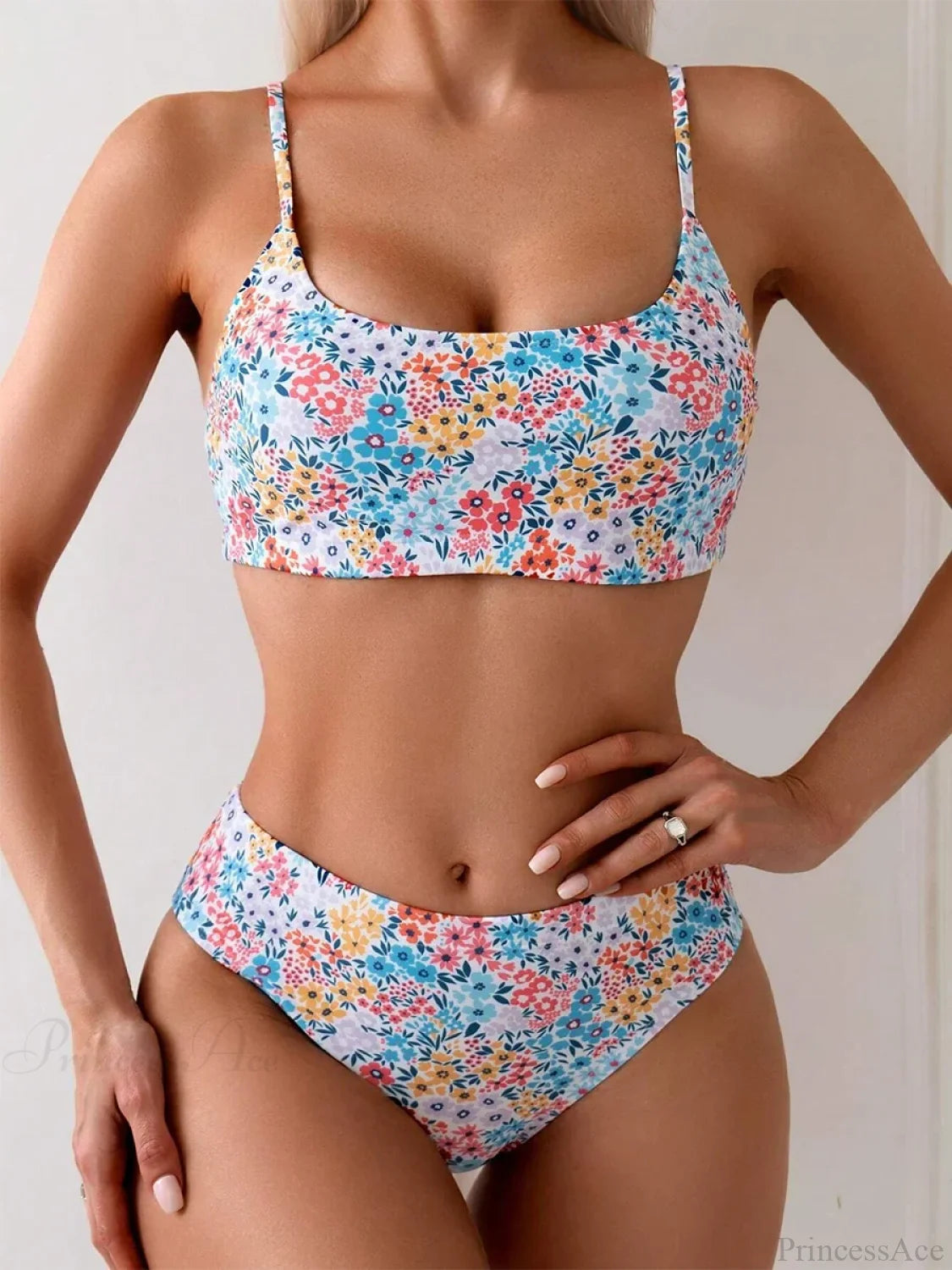 High Neck Brazilian Set Two Piece Set BlueRedYellow / S