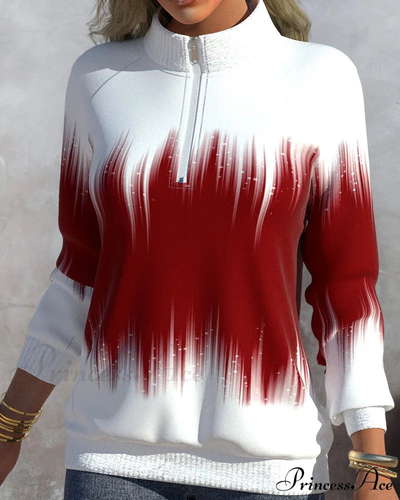 High Neck Gradient Design Sweatshirt Sweatshirts & Hoodies-L