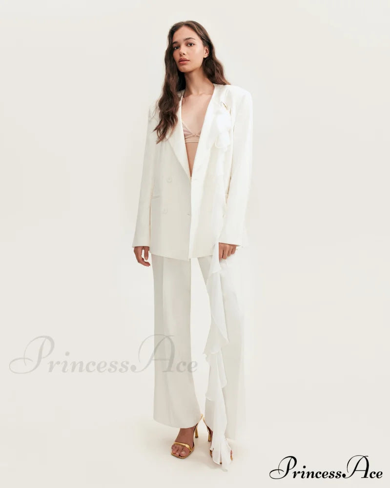 High-Rise White Suit Charming Pants Xo