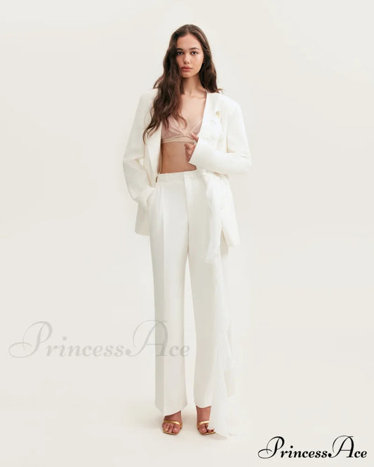 High-Rise White Suit Charming Pants Xo