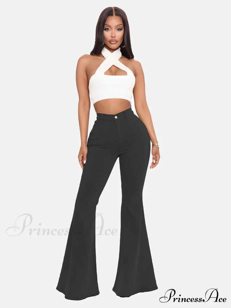 High-Slit Long Graceful Pleated Maxi Skirt Black / S Jeans