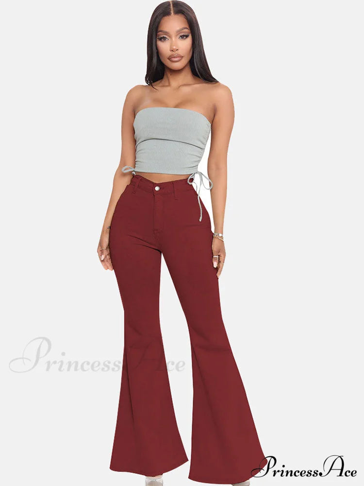 High-Slit Long Graceful Pleated Maxi Skirt Burgundy / S Jeans