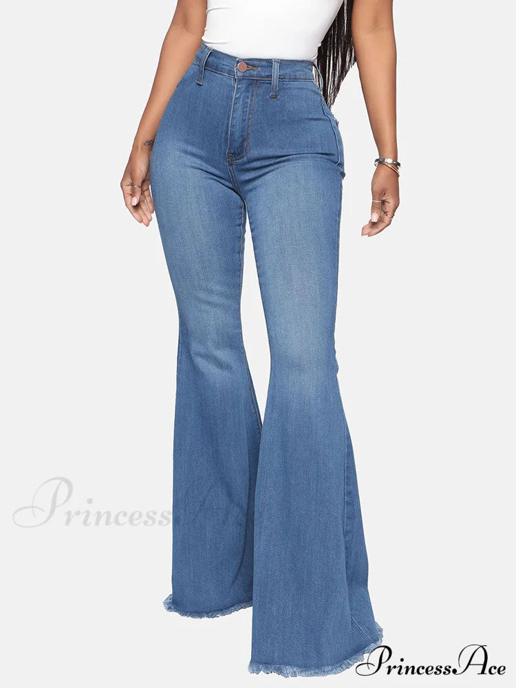 High-Slit Long Graceful Pleated Maxi Skirt Jeans