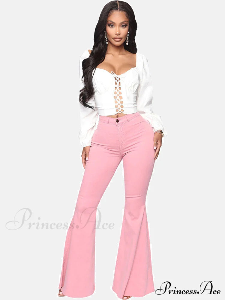 High-Slit Long Graceful Pleated Maxi Skirt Pink / S Jeans