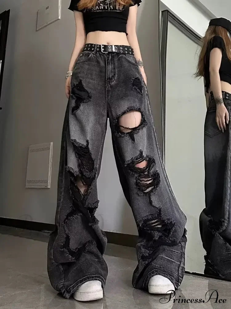 High Street Heavy Industry Wide Leg Niche Design Trendy Brand Women’s Jean