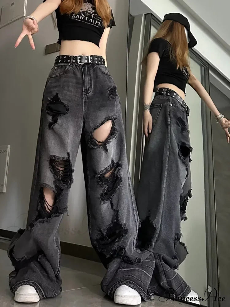 High Street Heavy Industry Wide Leg Niche Design Trendy Brand Women’s Jean