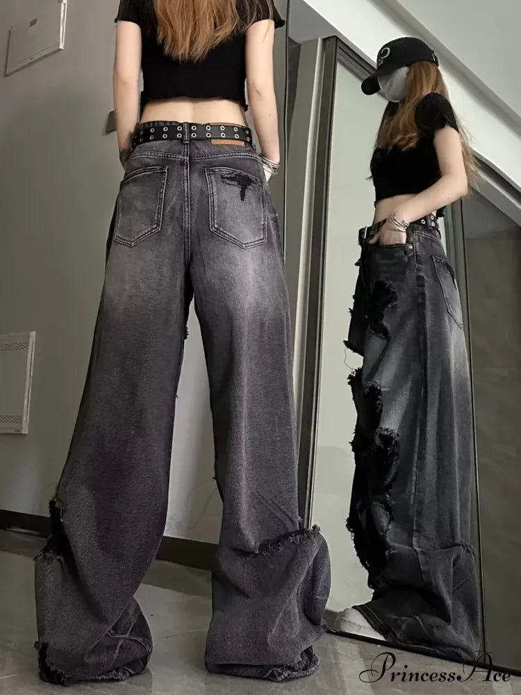 High Street Heavy Industry Wide Leg Niche Design Trendy Brand Women’s Jean