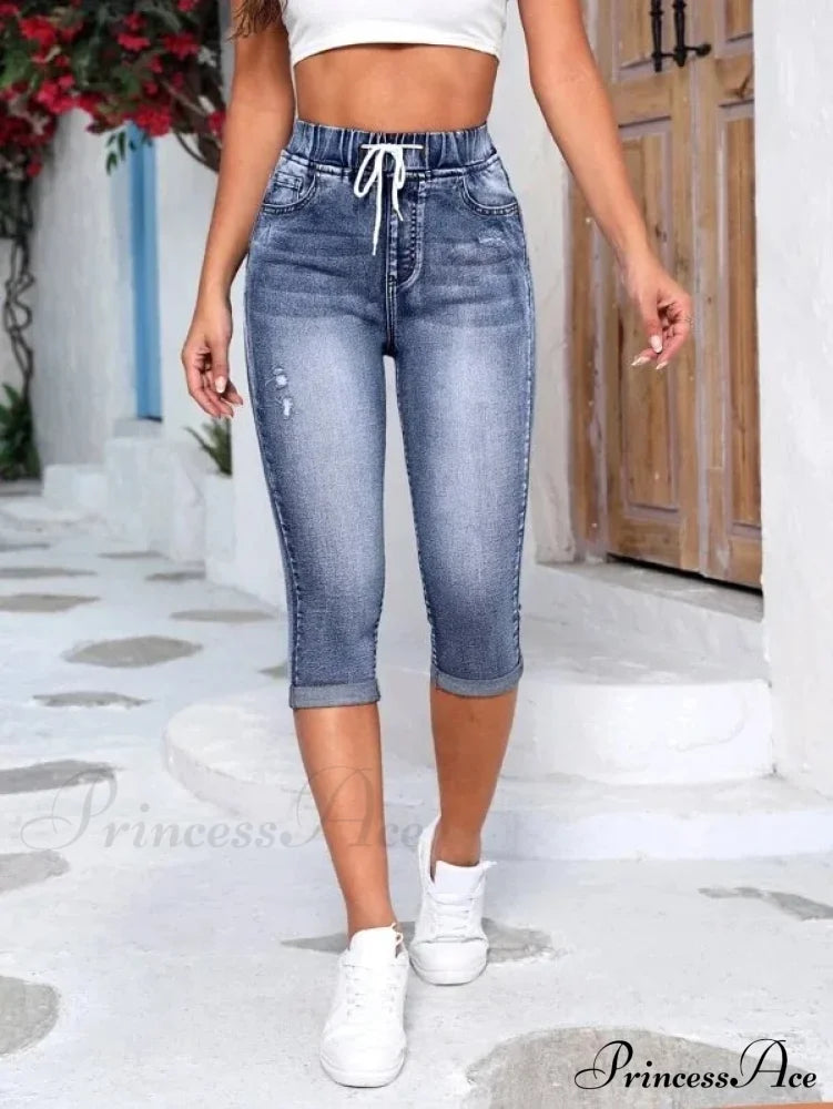 High Stretch Skinny Elastic Calf-Length Casual Fashion Female New Jean