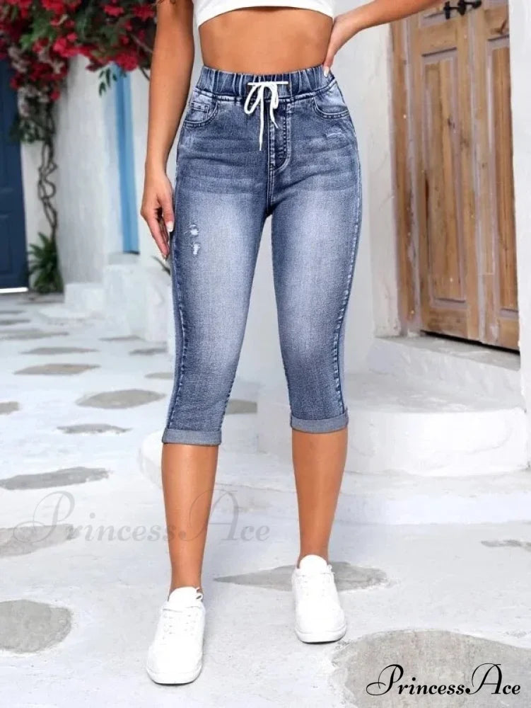 High Stretch Skinny Elastic Calf-Length Casual Fashion Female New Jean