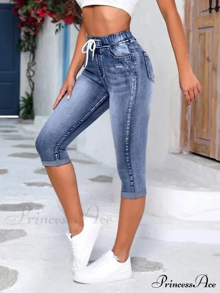 High Stretch Skinny Elastic Calf-Length Casual Fashion Female New Jean