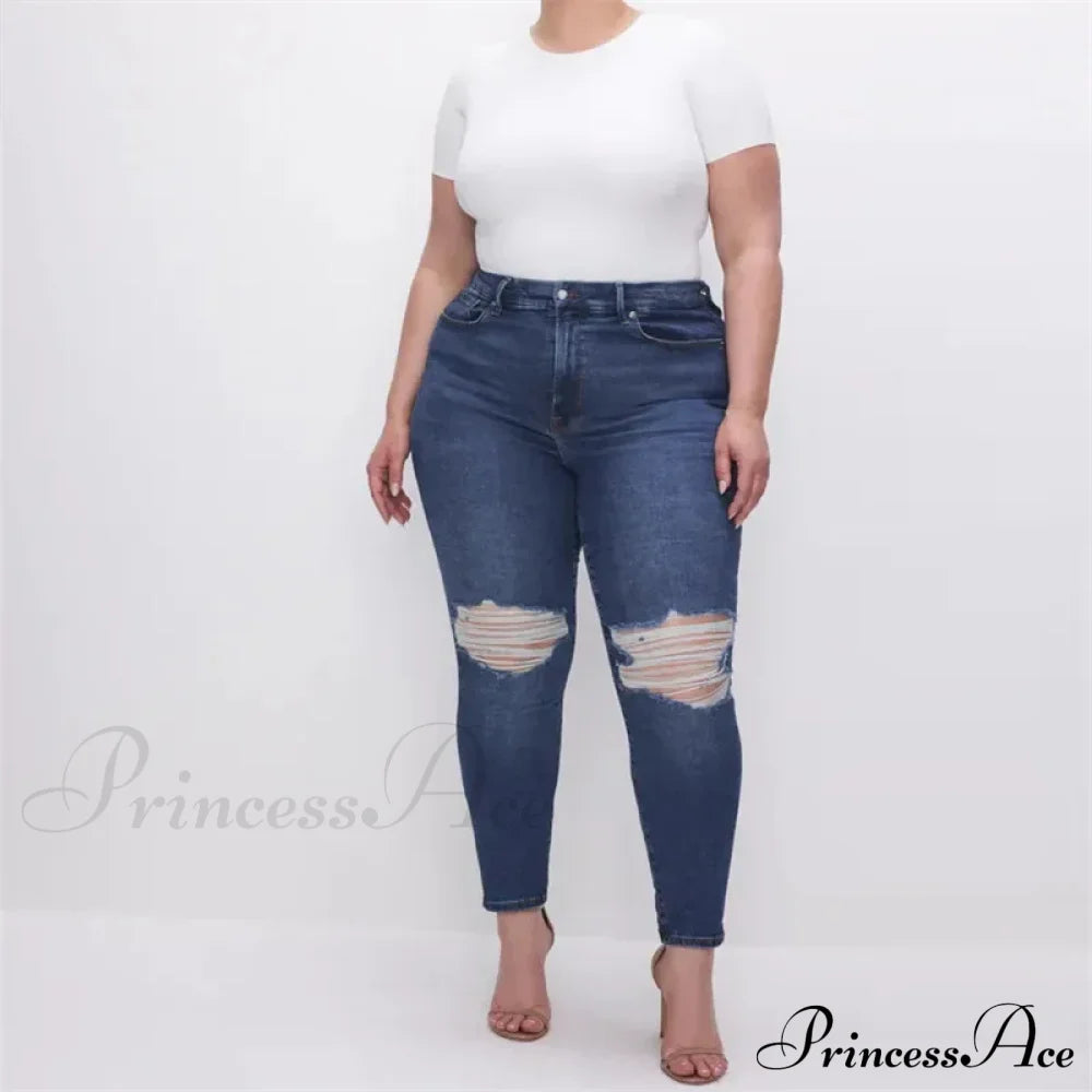 High Stretchy Skinny Full Length Plus Size Curvy Fitting Fashionable Pencil Jean