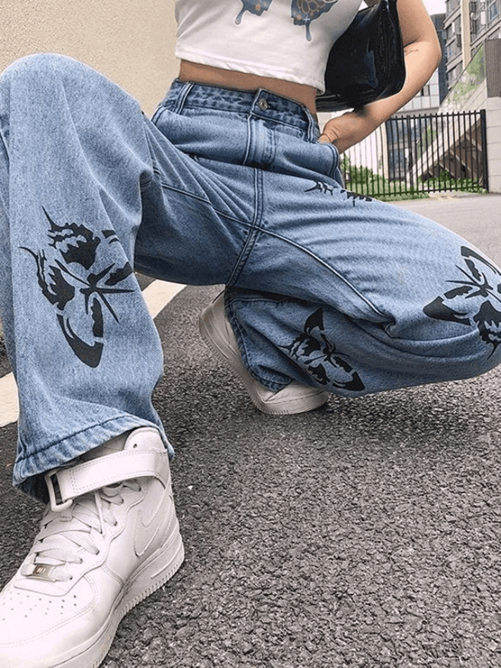 High Waist Breathable Trendy Perspiration Printed Leggings Jeans