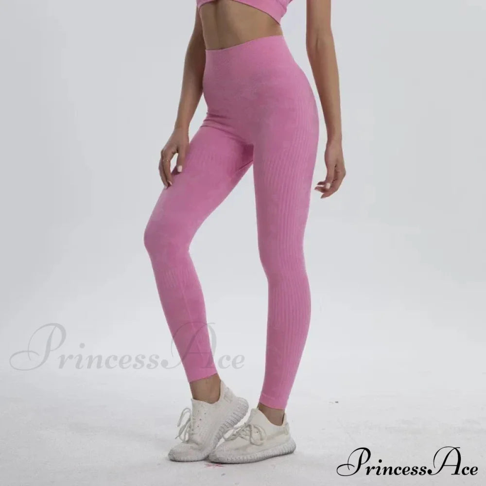 High Waist Camouflage Seamless Stretch Butt Lift Gym Legging Pink / S