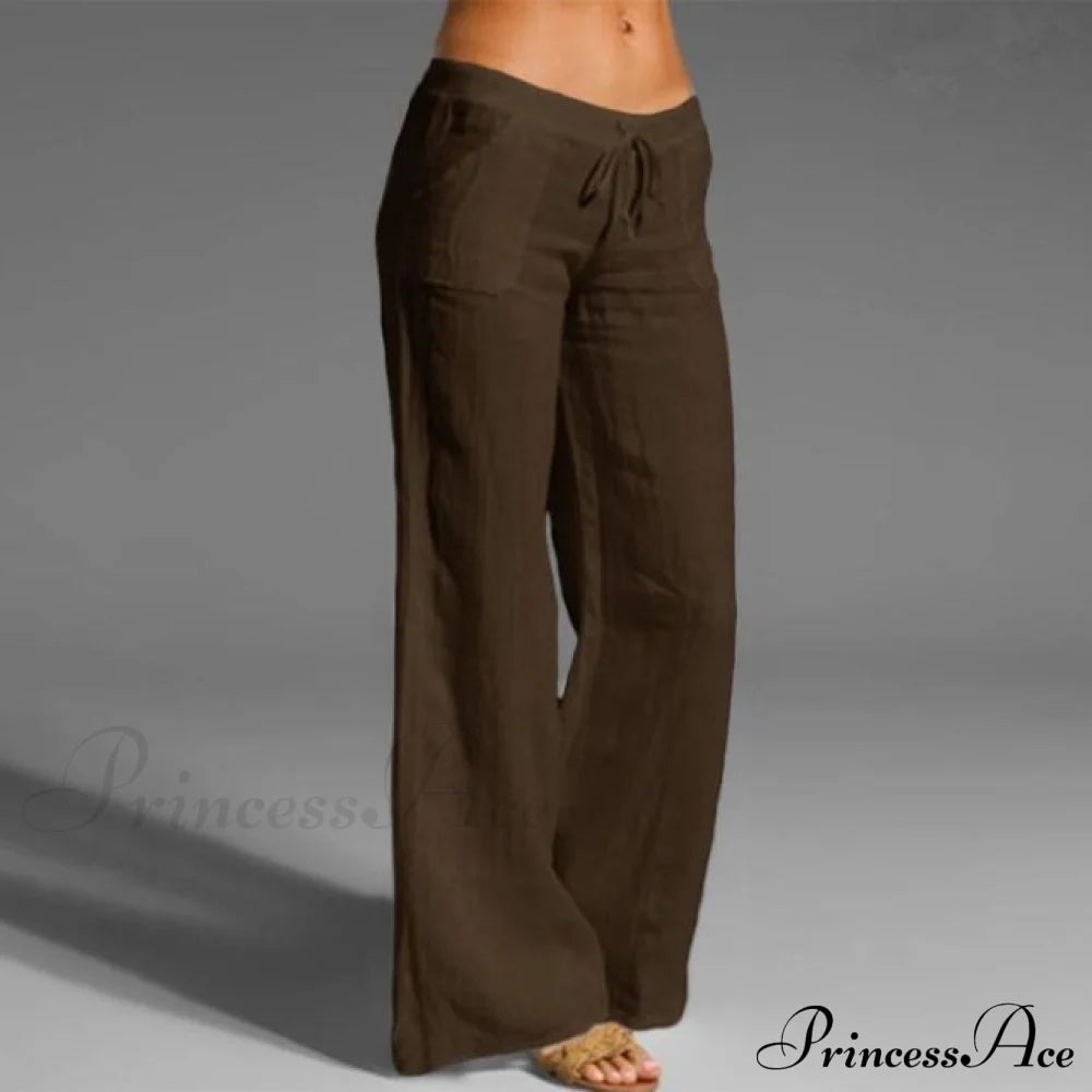 High Waist Casual Loose Wide Leg Pants Coffee / S