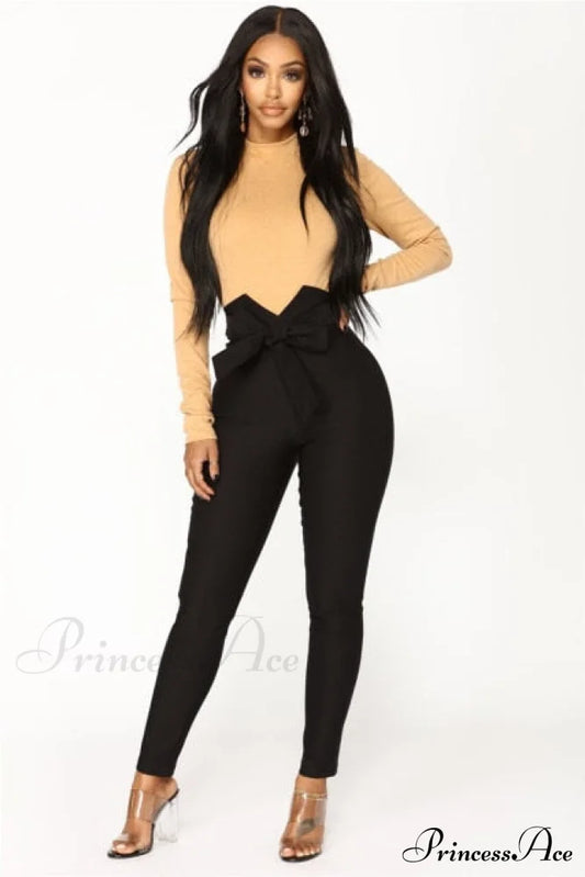 High Waist Casual Pants Black / S