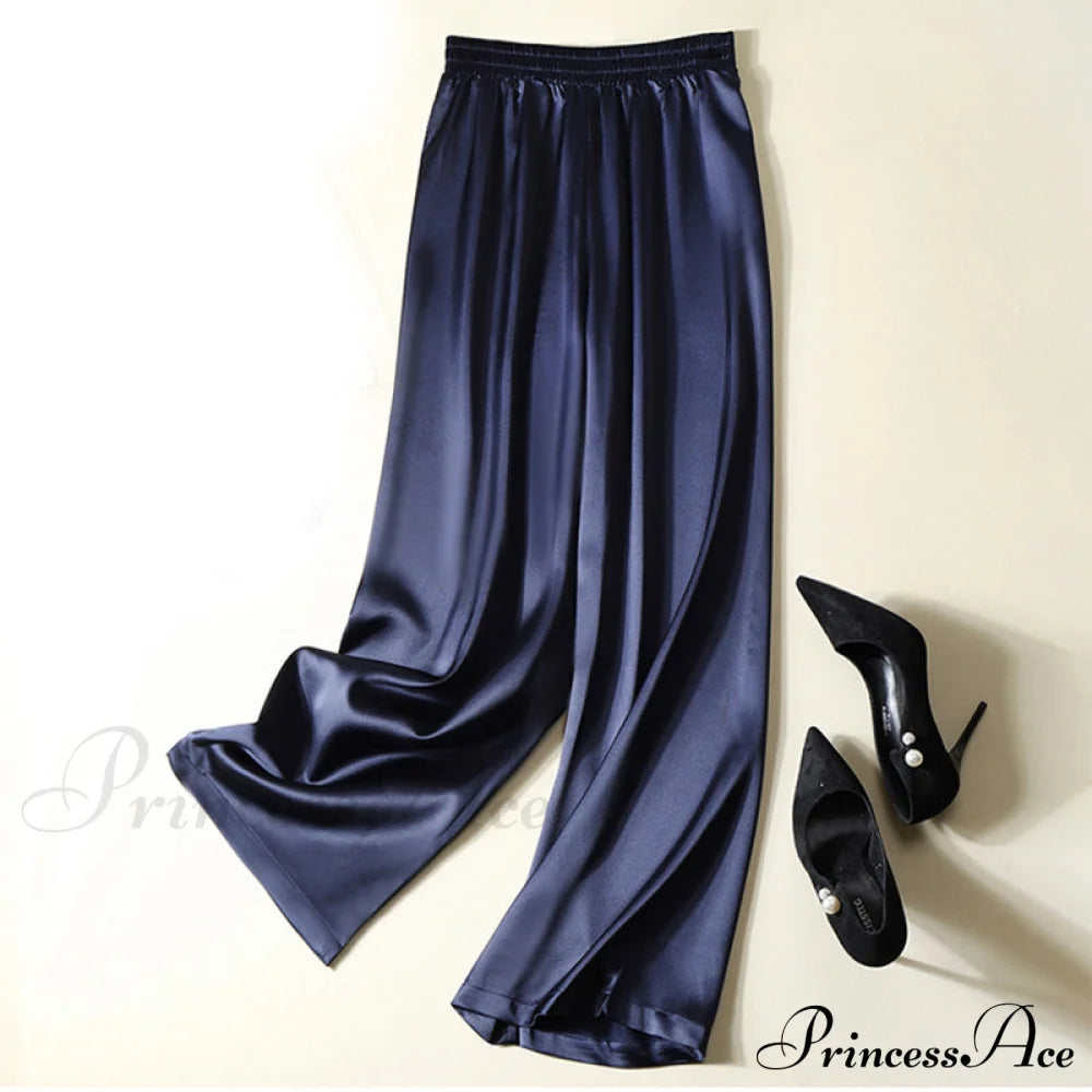 High Waist Casual Trousers Navy / S