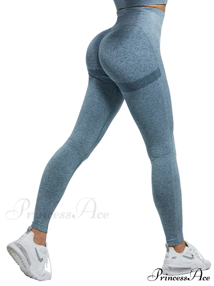 High Waist Fitness Ladies Leggings Blue / Xs