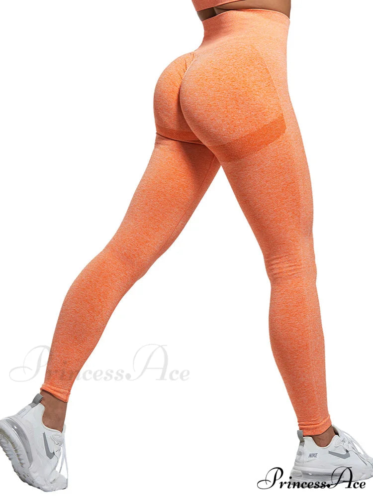 High Waist Fitness Ladies Leggings Orange / Xs