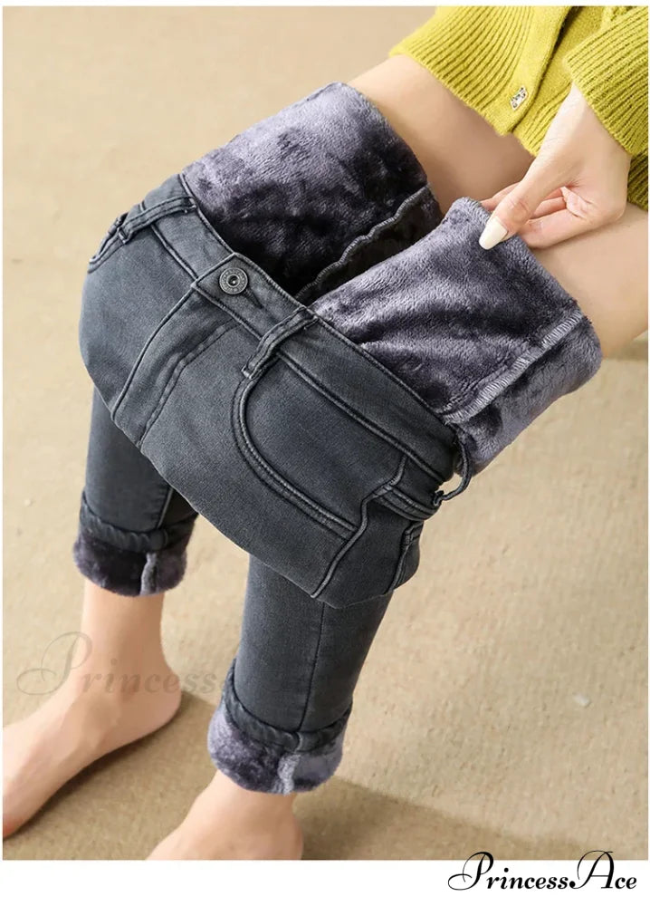 High Waist Fleece Lined Warm Slim Korean Casual Sexy Leggings Jean