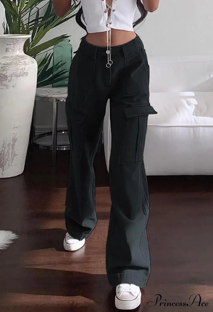 High Waist Graceful Irregular Denim Skort Black / S Jeans