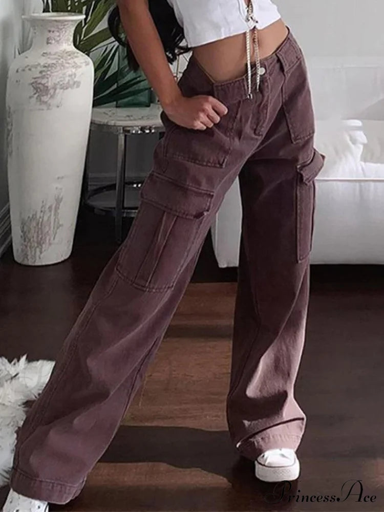 High Waist Graceful Irregular Denim Skort Brown / Xl Jeans