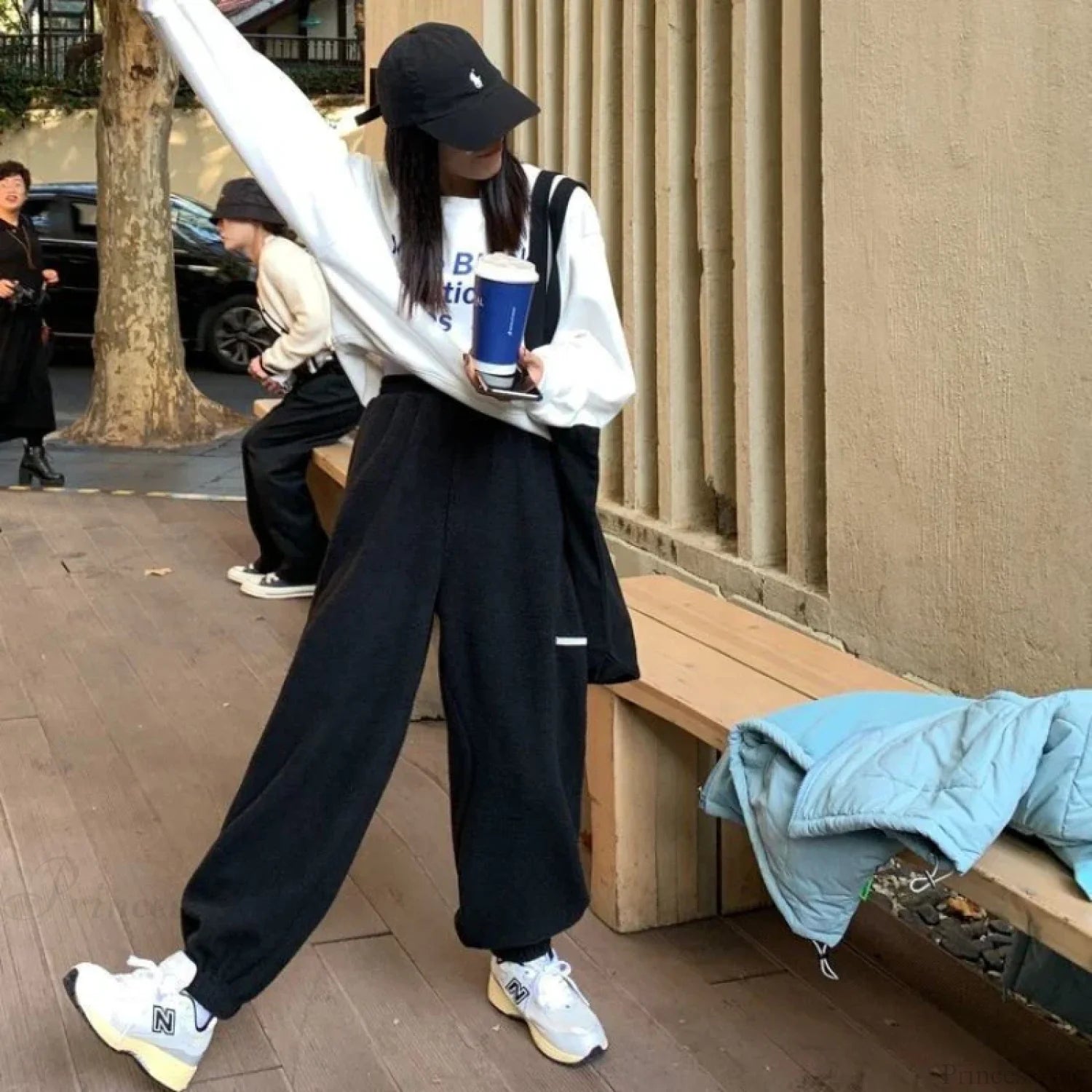 High Waist Grey Baggy Pants