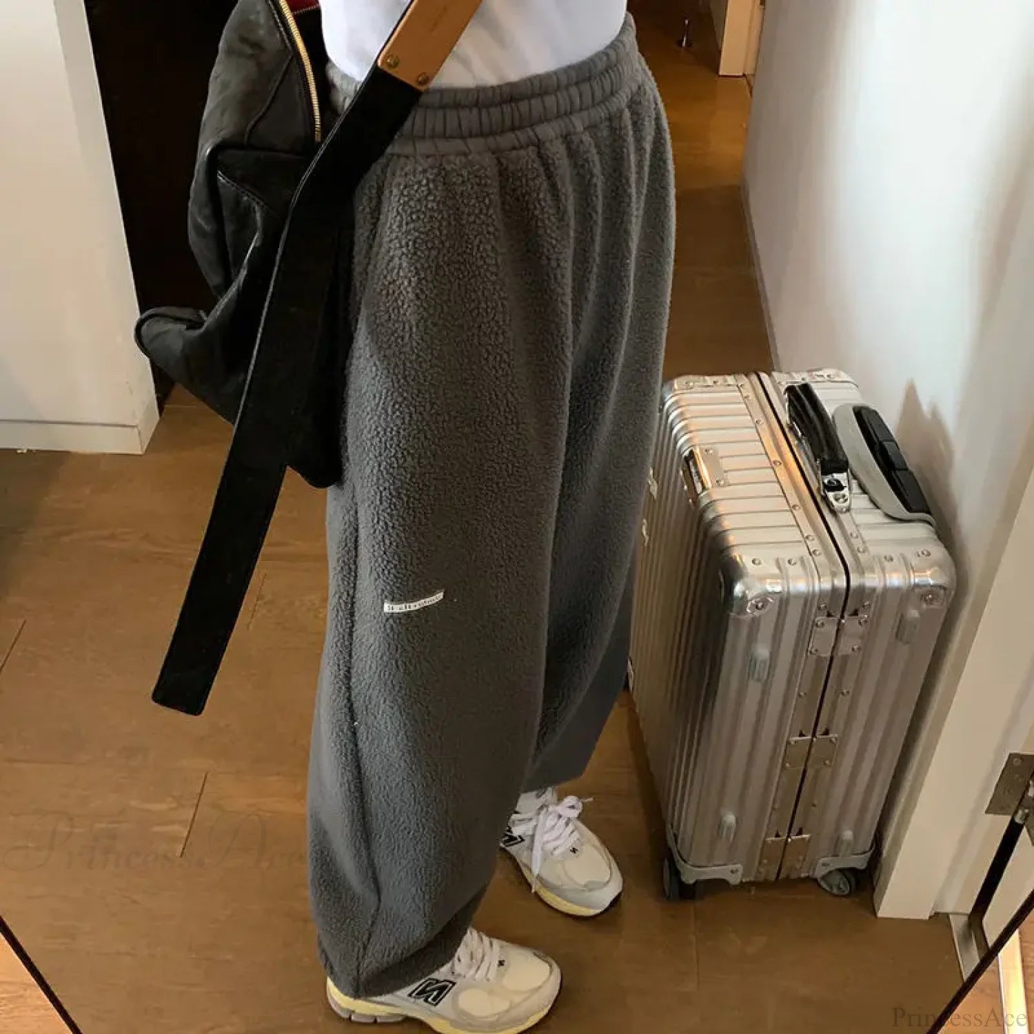 High Waist Grey Baggy Pants