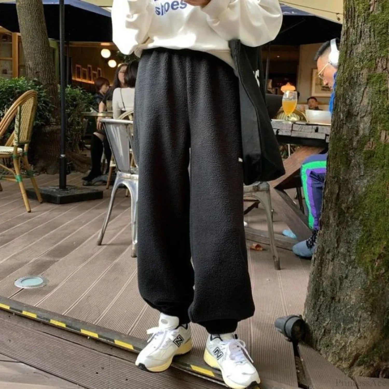 High Waist Grey Baggy Pants