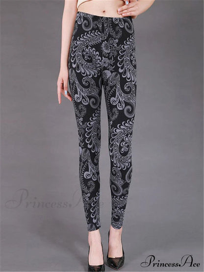 High Waist Leggings Pants Flowervine / S