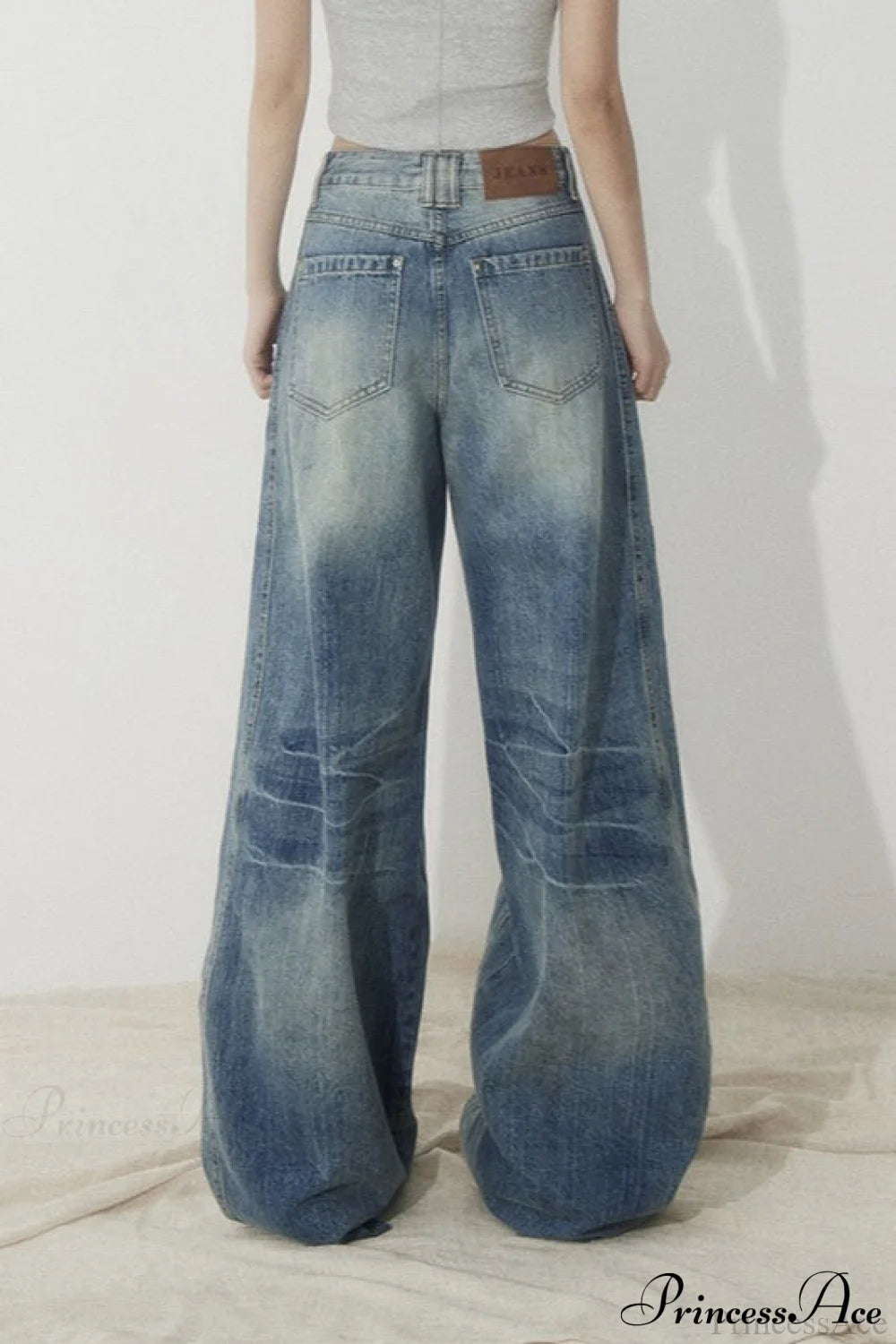 High Waist Loose Wide Leg Sickle Jeans