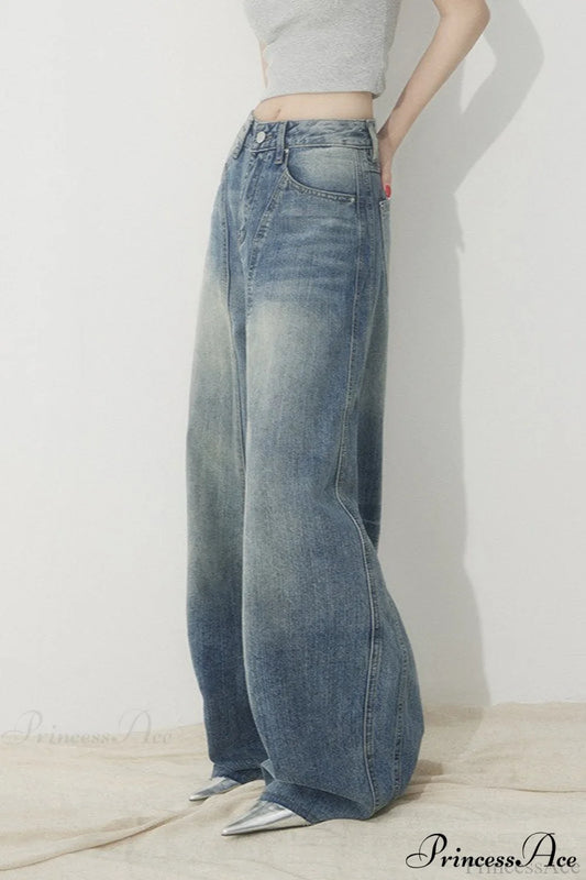 High Waist Loose Wide Leg Sickle Jeans