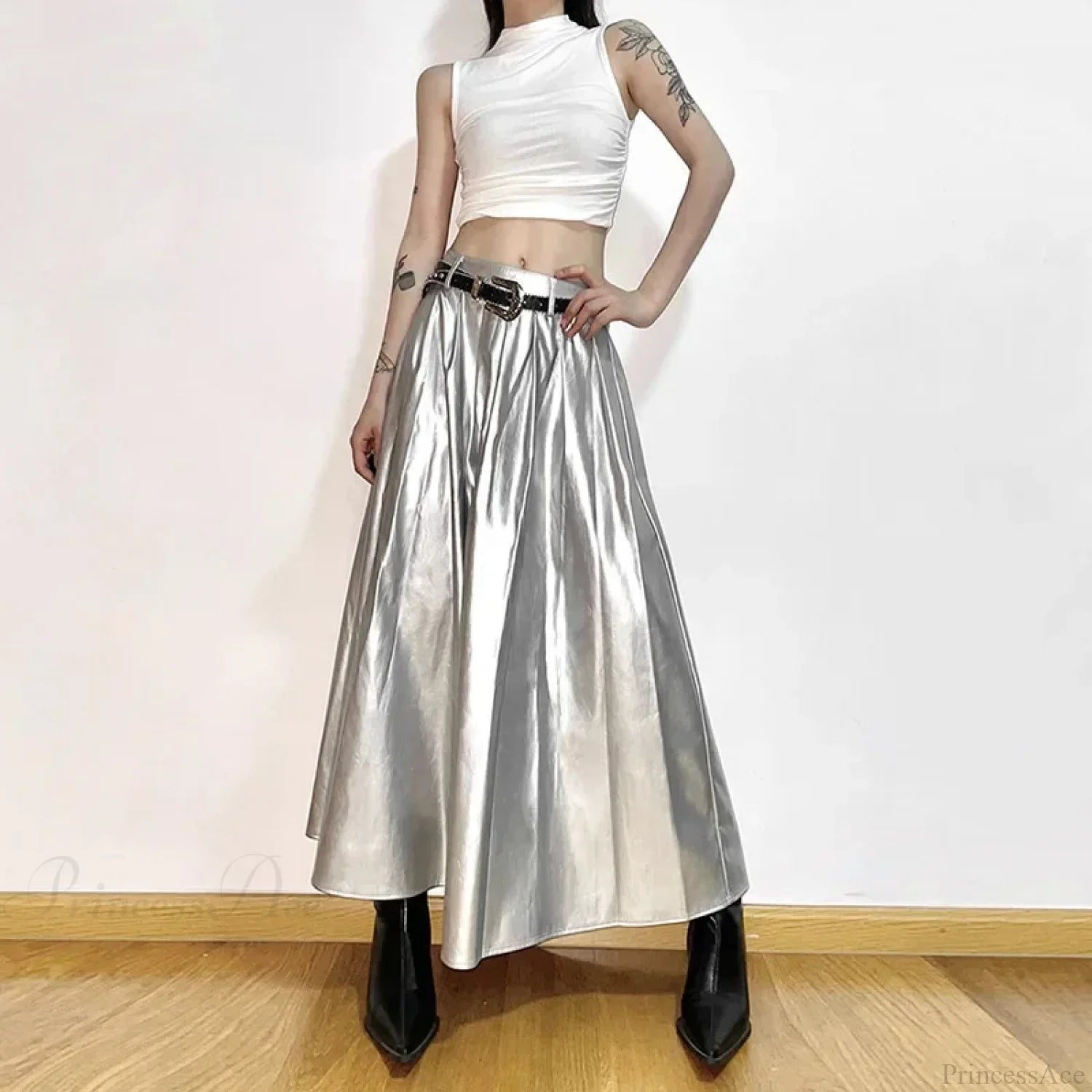 High Waist Pleated Cyberpunk Skirt