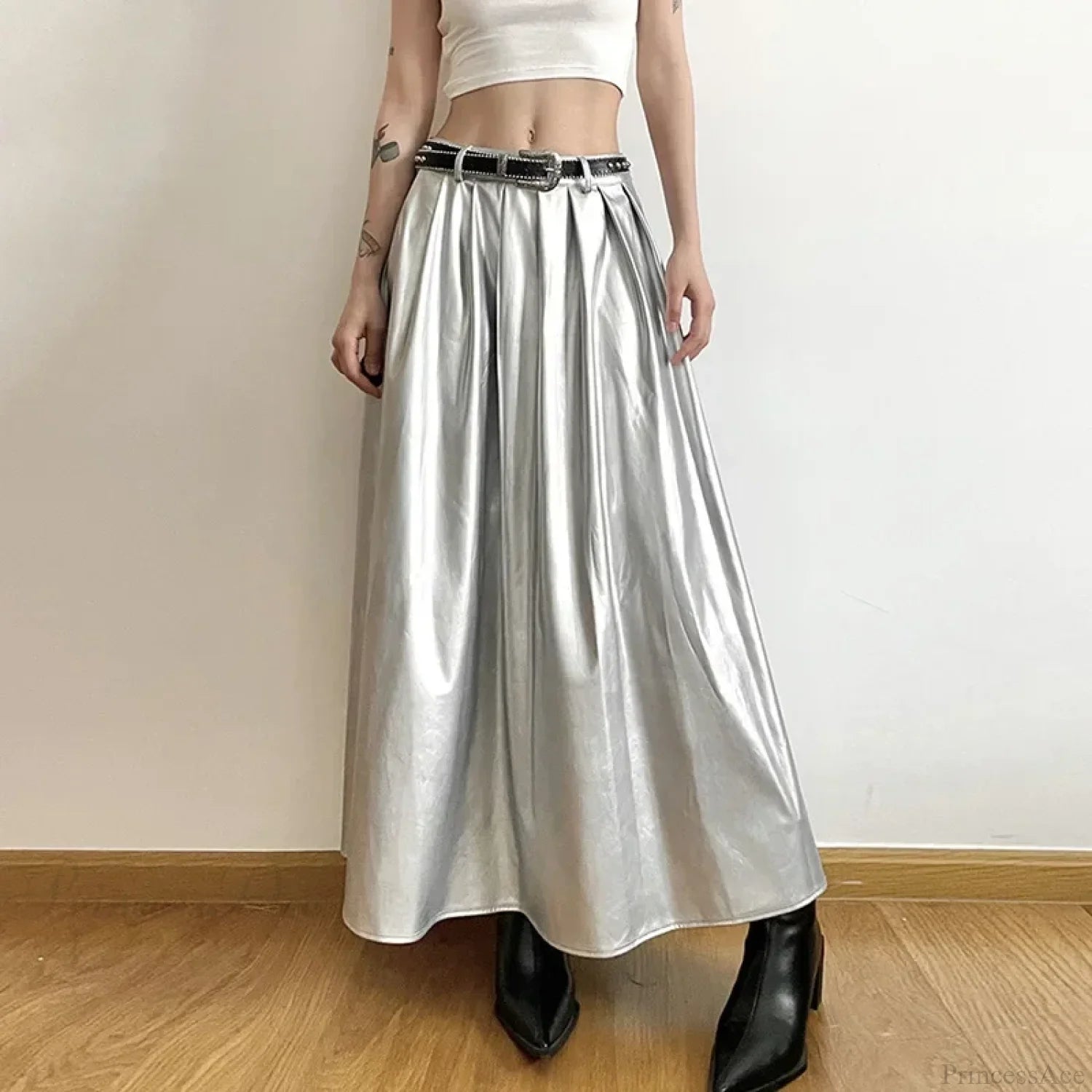 High Waist Pleated Cyberpunk Skirt
