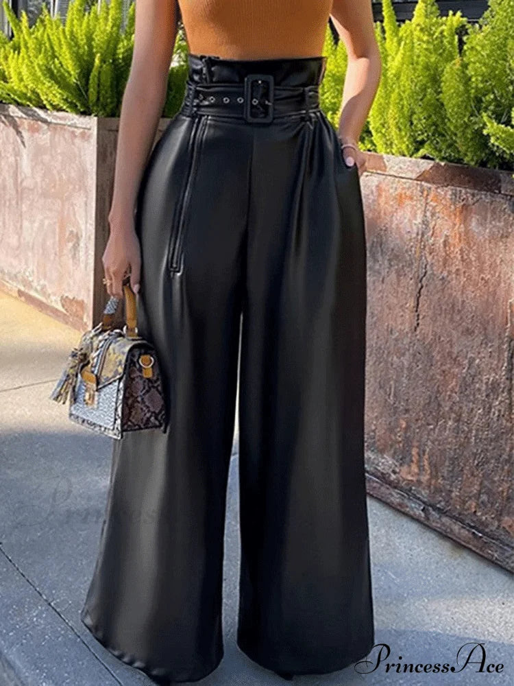 High Waist Pocket Trendy Straight Leg Pants