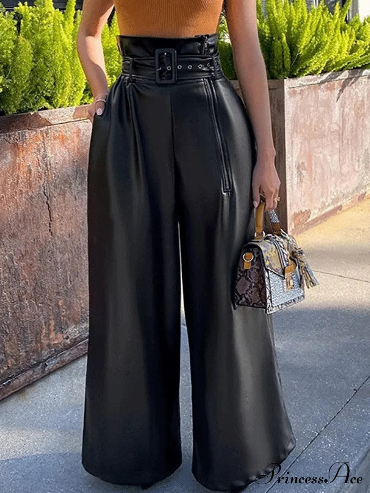 High Waist Pocket Trendy Straight Leg Pants